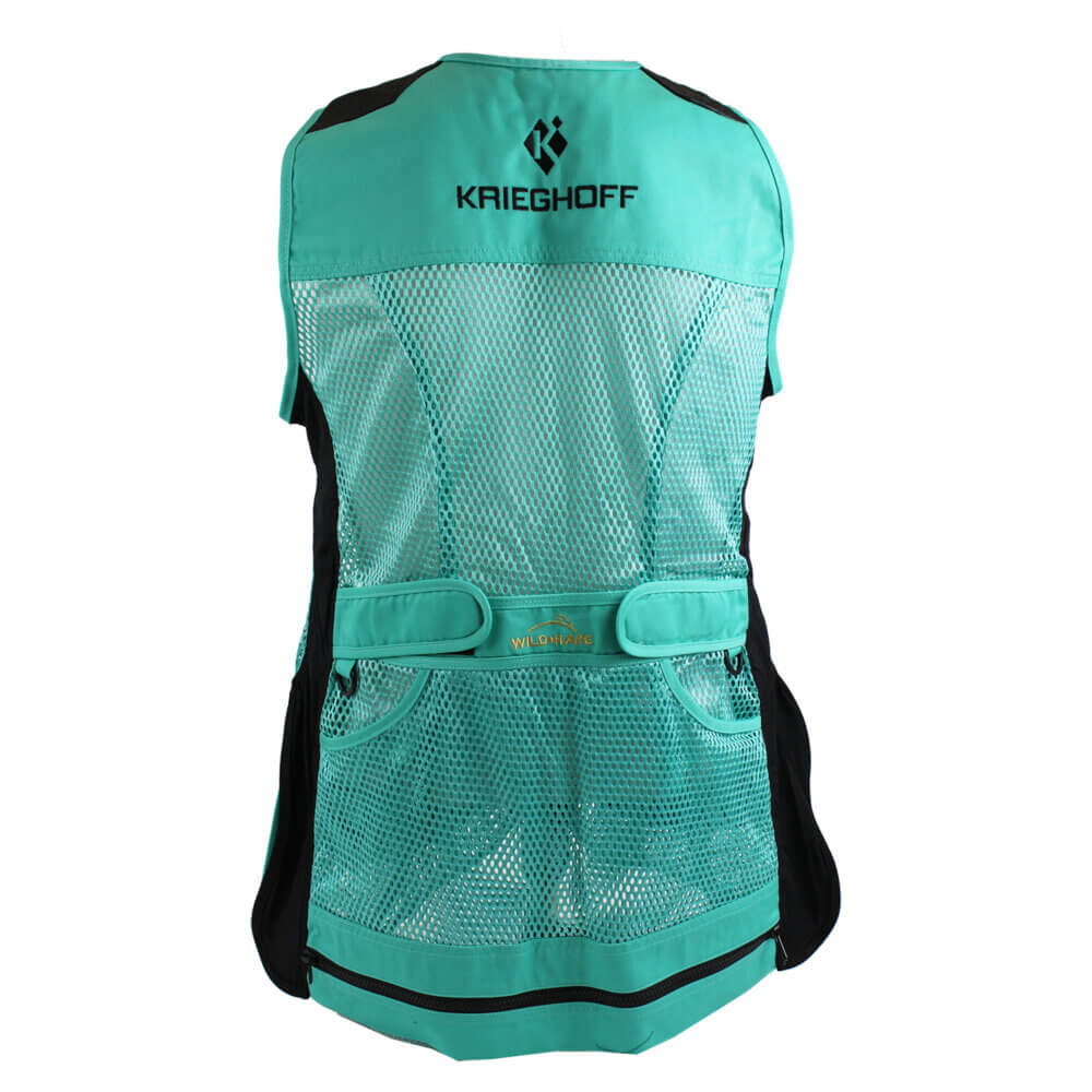 Krieghoff Ladies’ “Perfect Fit” Mesh Vest by Wild Hare – Left Handed, Turquoise/Black